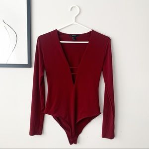 Maroon Long-sleeve Bodysuit